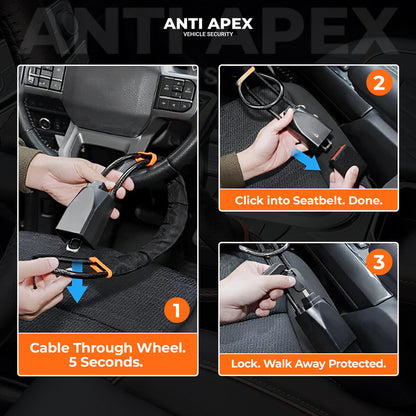 🔐 ParkGuard™ Universal Steering Wheel Lock – Heavy-Duty Car Anti-Theft Device with 3 Keys, Quick Install Security Lock for Cars, Trucks & SUVs
