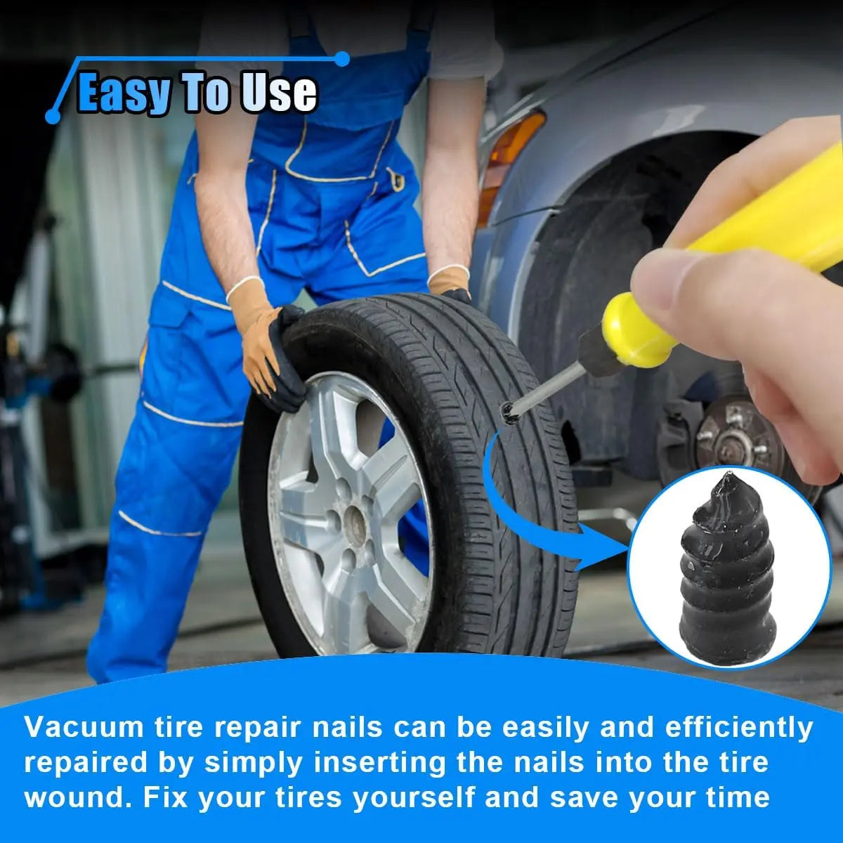 Be Ready Before It Happens — 60PCS Emergency Tire Rescue Plugs Kit