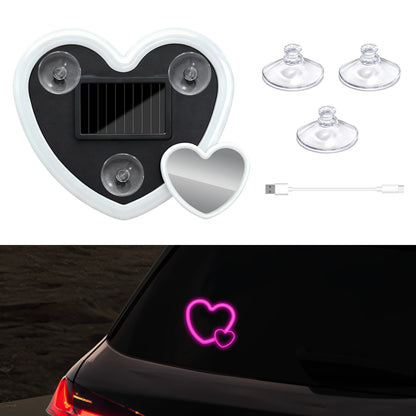 Car LED Ambient Light, Solar-Heart-Shaped LED Neon Light,Ip65 Waterproof, 5 Modes,Romantic Cars for Night Driving, Heart Car Accessories for Valentine's Day, Anniversary (A)