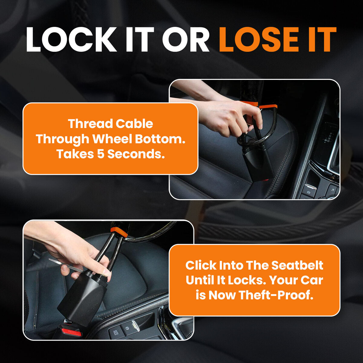 🔐 ParkGuard™ Universal Steering Wheel Lock – Heavy-Duty Car Anti-Theft Device with 3 Keys, Quick Install Security Lock for Cars, Trucks & SUVs