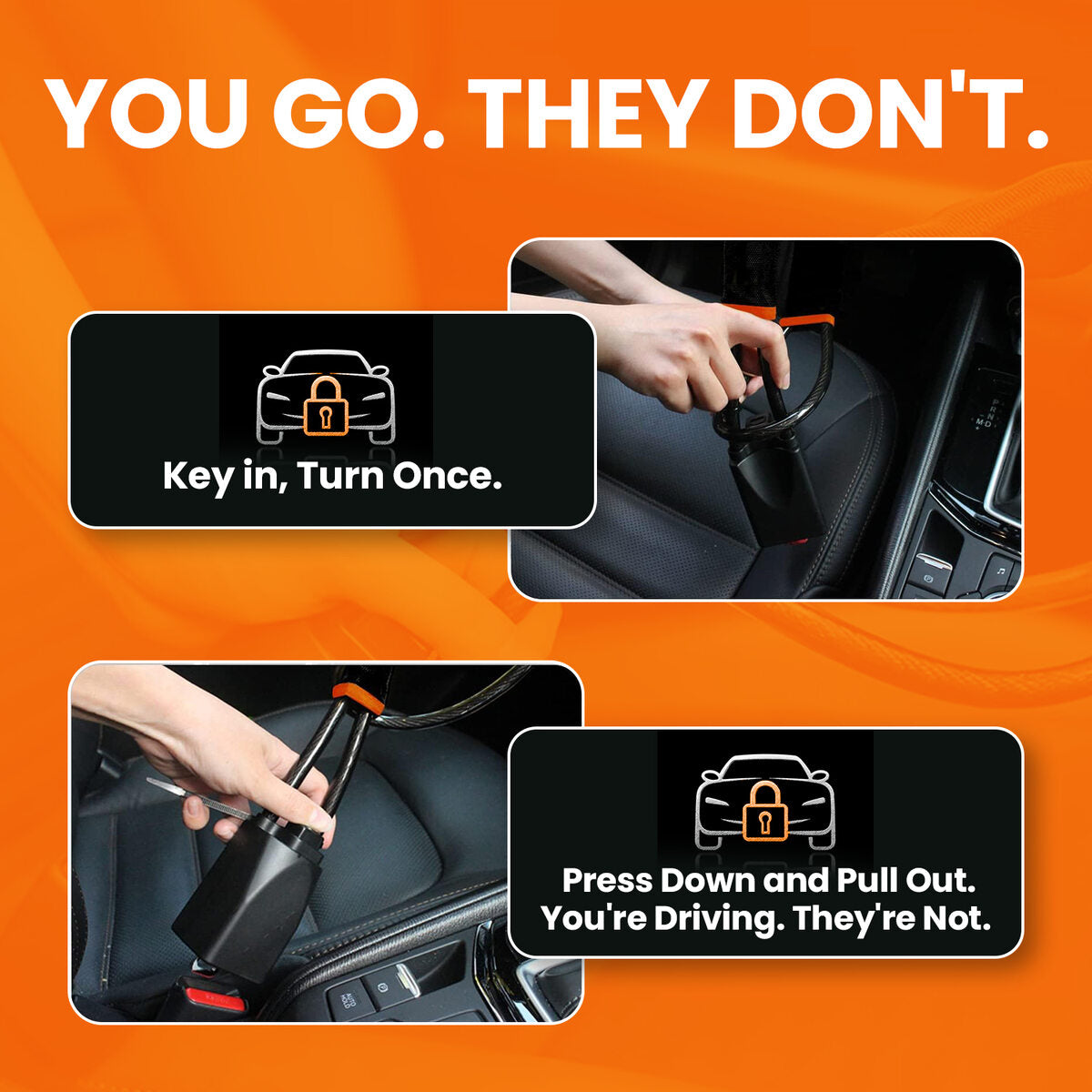 🔐 ParkGuard™ Universal Steering Wheel Lock – Heavy-Duty Car Anti-Theft Device with 3 Keys, Quick Install Security Lock for Cars, Trucks & SUVs
