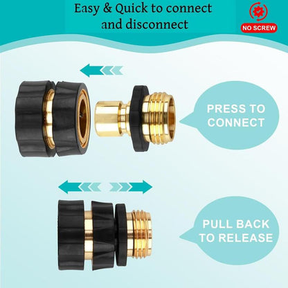 3/4 Inch Garden Hose Fitting Quick Connector Male and Female Set (6 Sets)