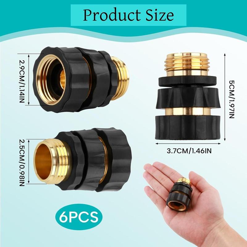 3/4 Inch Garden Hose Fitting Quick Connector Male and Female Set (6 Sets)