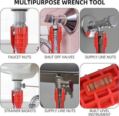 14-in-1 Multi-Function Basin Wrench,Faucet Installer and Sink Drain Nut Removal Tool,One-Way Plumbing Wrench for Tight Spaces