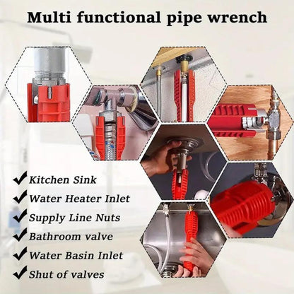 14-in-1 Multi-Function Basin Wrench,Faucet Installer and Sink Drain Nut Removal Tool,One-Way Plumbing Wrench for Tight Spaces