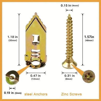 100PCS/200PCS Self-Drilling Drywall Anchors & Screws Kit Easy Application No Pre-Drilling Supports Up to 66 lbs Ideal for Home Office Organization