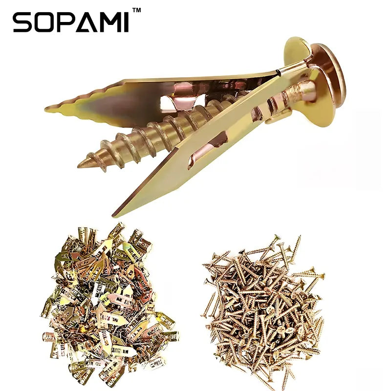 100PCS/200PCS Self-Drilling Drywall Anchors & Screws Kit Easy Application No Pre-Drilling Supports Up to 66 lbs Ideal for Home Office Organization