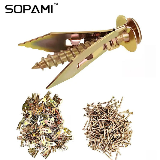 100PCS/200PCS Self-Drilling Drywall Anchors & Screws Kit Easy Application No Pre-Drilling Supports Up to 66 lbs Ideal for Home Office Organization