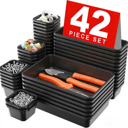 42PCS Large Tool Box Organizer Tray Divider, Drawer Storage for Garage & Desk