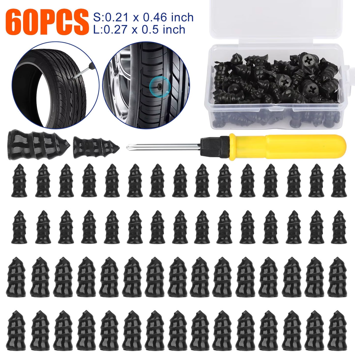 Be Ready Before It Happens — 60PCS Emergency Tire Rescue Plugs Kit