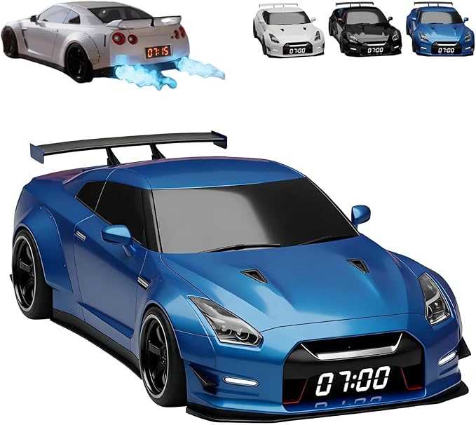 Gaming Hypercar-shaped Alarm Clock Realistic Engine Light Effects Cool Creativity Novelty Portable Gifts Gaming Office Accessory