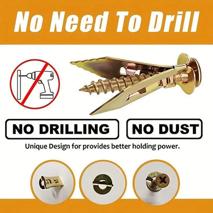 100PCS/200PCS Self-Drilling Drywall Anchors & Screws Kit Easy Application No Pre-Drilling Supports Up to 66 lbs Ideal for Home Office Organization