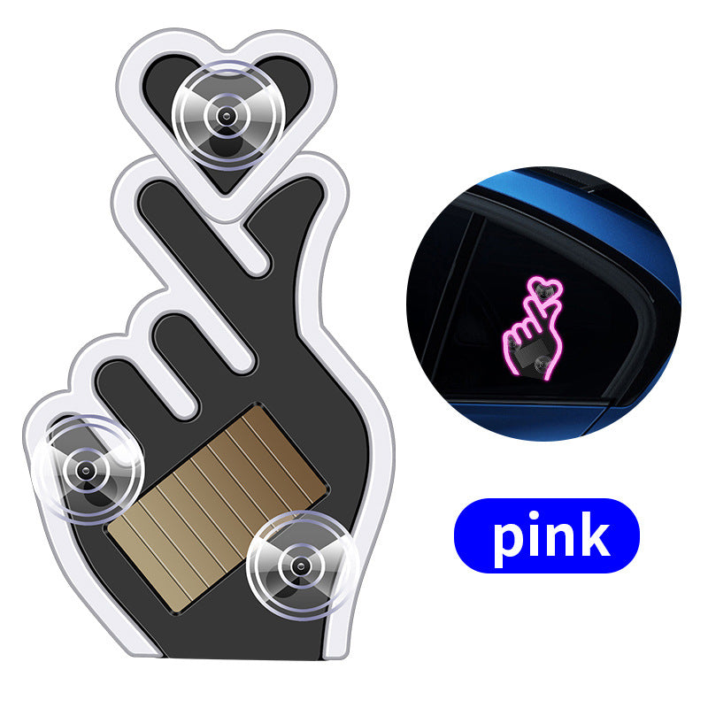 Car LED Ambient Light, Solar-Heart-Shaped LED Neon Light,Ip65 Waterproof, 5 Modes,Romantic Cars for Night Driving, Heart Car Accessories for Valentine's Day, Anniversary (A)