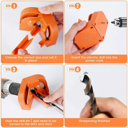 Multi-function Drill Bit Sharpener, 2026 New Sharpener Tool with 2 Grinding Wheels All Bits(5/64''- 5/8'') for HSS Metal Masonry & Carbide (8300 r/min) (Orange)