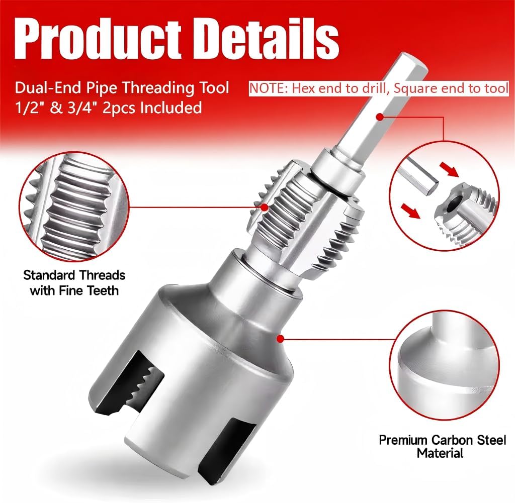 PVC Pipe Threader 3pcs