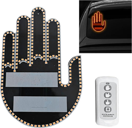 LED Hand Gesture Light for Car, 3 In1 Car Sign Finger Light with Remote Control, Funny Back Window Sign Light Accessories for Cars Trucks, Car Gadgets & Road Rage Signs, No Battery