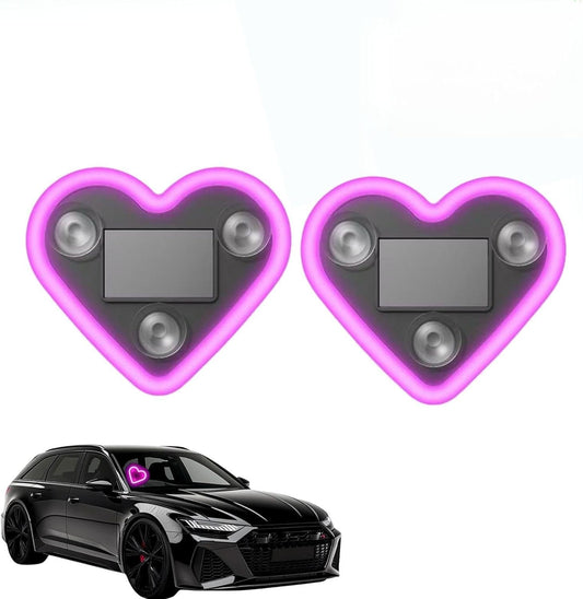 Car LED Ambient Light, Solar-Heart-Shaped LED Neon Light,Ip65 Waterproof, 5 Modes,Romantic Cars for Night Driving, Heart Car Accessories for Valentine's Day, Anniversary (A)