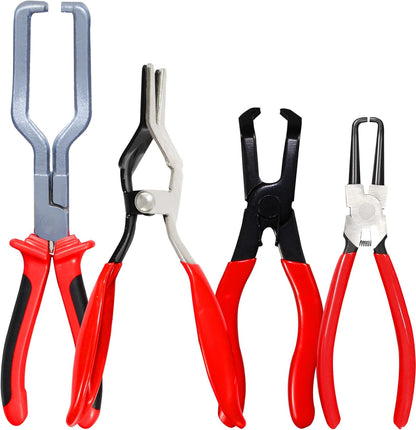 4-in-1 Fuel Line Disconnect Tool: Pliers Set with 80° Pliers, Hose Remover, 9" Fuel Filter Caliper for Auto Maintenance