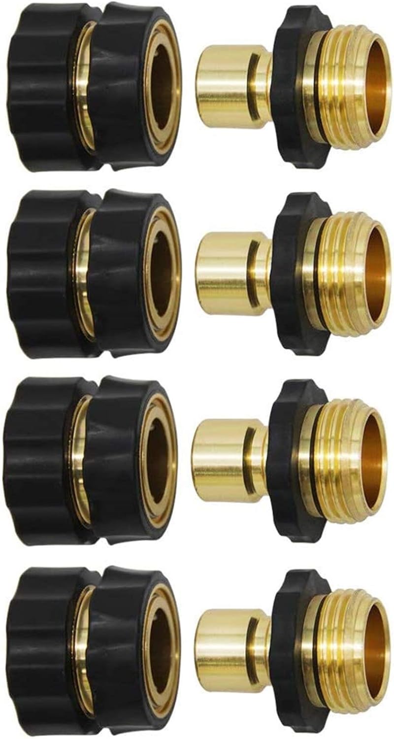 3/4 Inch Garden Hose Fitting Quick Connector Male and Female Set (6 Sets)