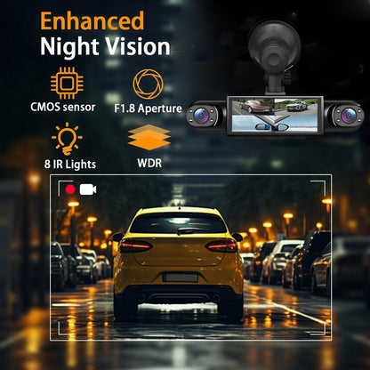 4 Channel Dash Cam 360° View, 1080P Front and Rear Inside, Left Right Dash Camera for Cars, Night Vision, WiFi & APP Control, G-Sensor, Loop Recording with 64GB SD Card