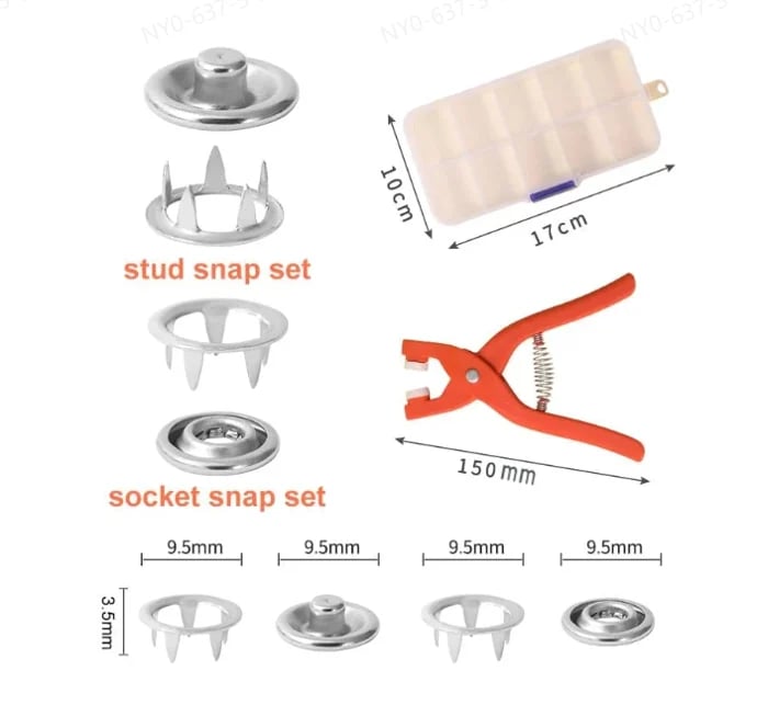 No-Sew Snap Button Tool Kit – Quick Fix for Clothes & Fabric 🔧✨