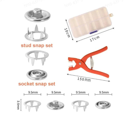 No-Sew Snap Button Tool Kit – Quick Fix for Clothes & Fabric 🔧✨