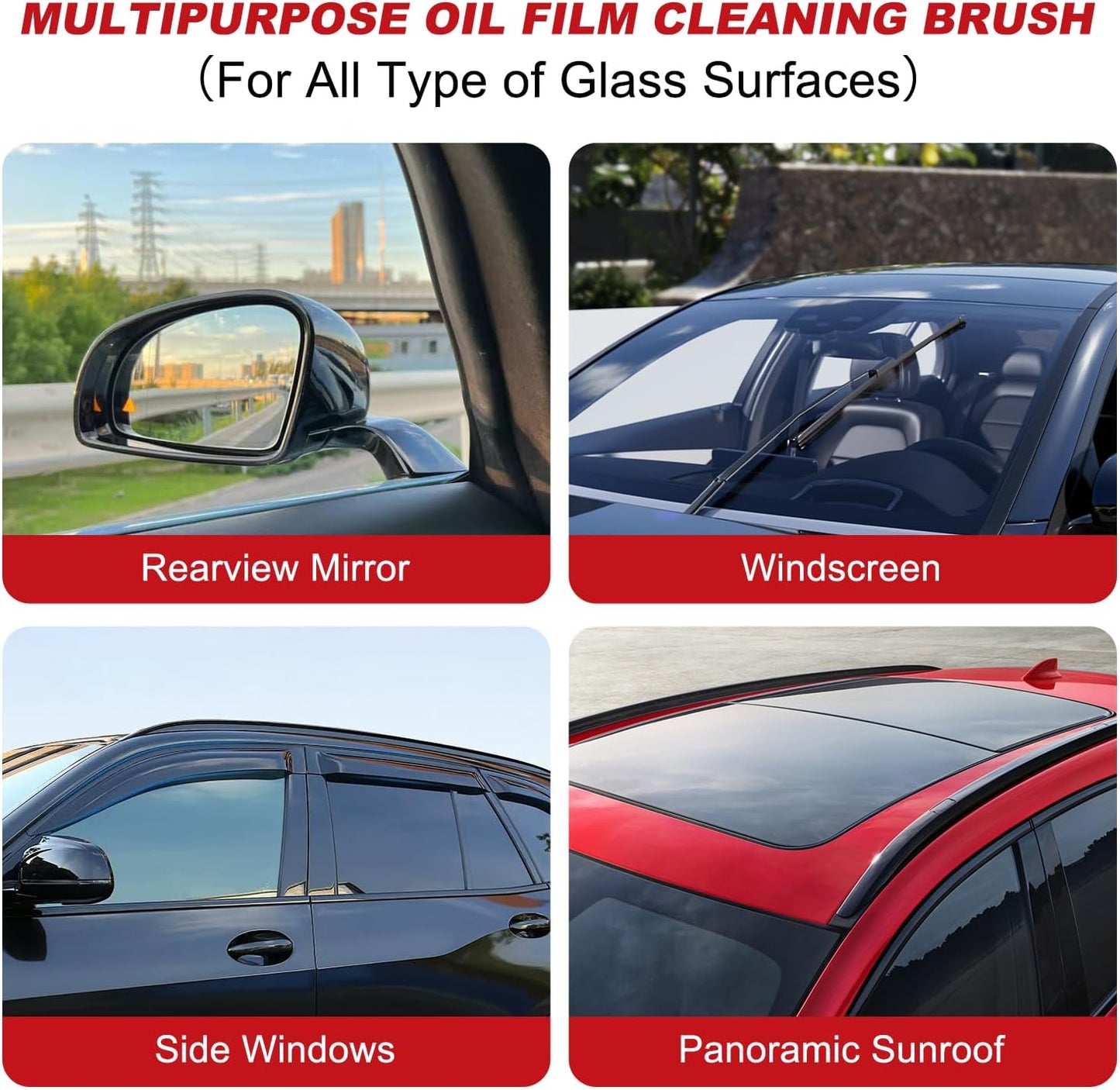 2PCS Car Windshield Oil Film Cleaner Brush, Universal Glass Cleaning Board