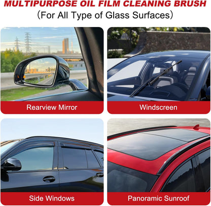 2PCS Car Windshield Oil Film Cleaner Brush, Universal Glass Cleaning Board