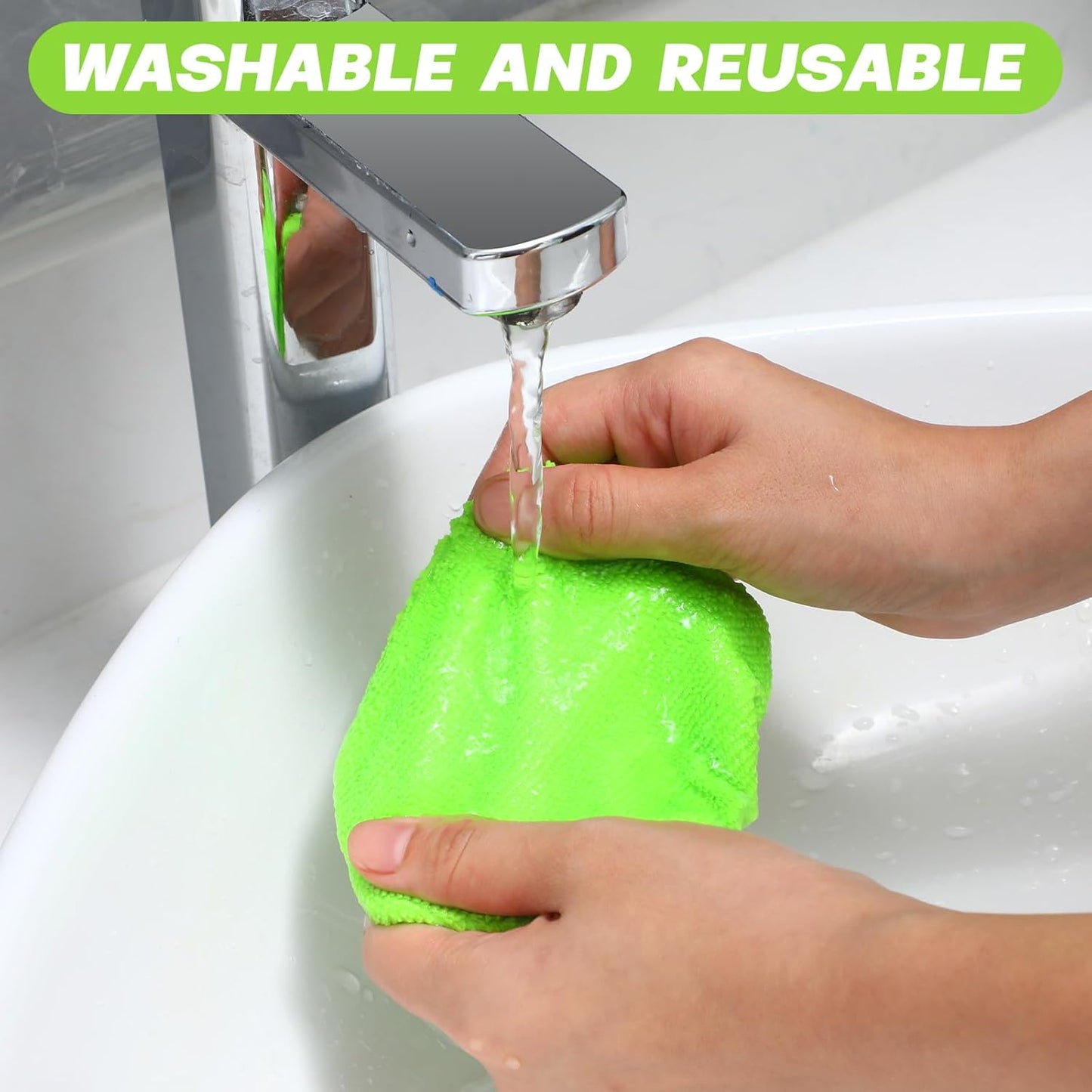Car Windshield Cleaner Tool Kit with Extendable Handle, Microfiber Towel Pads, Brush, Empty Spray Bottle for Auto Glass Wiper Suvs Rvs & Home Windows (Green)