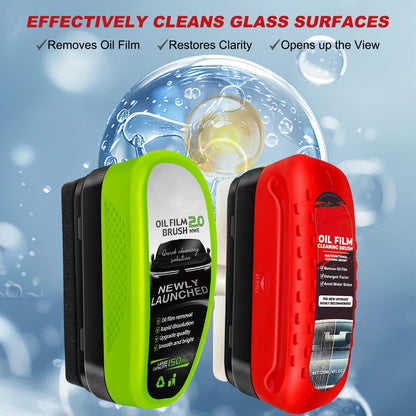 2PCS Car Windshield Oil Film Cleaner Brush, Universal Glass Cleaning Board