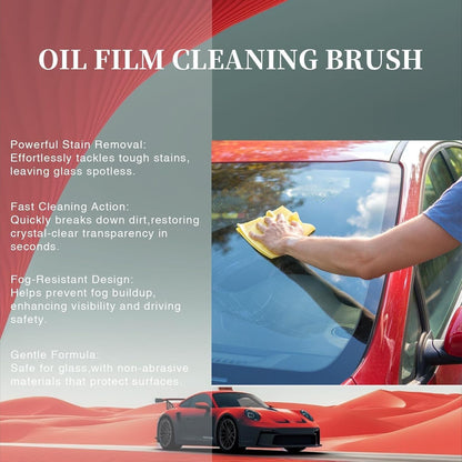 Glass Oil Film Remover for Car, Roll-On Glass Compound with Cleaning Board, Oil Film Remover for Car Windshields and Windows, Removes oil film & Smudges, Improve Windshield Clarity for Safe Driving