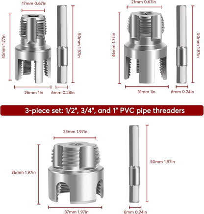 PVC Pipe Threader 3pcs