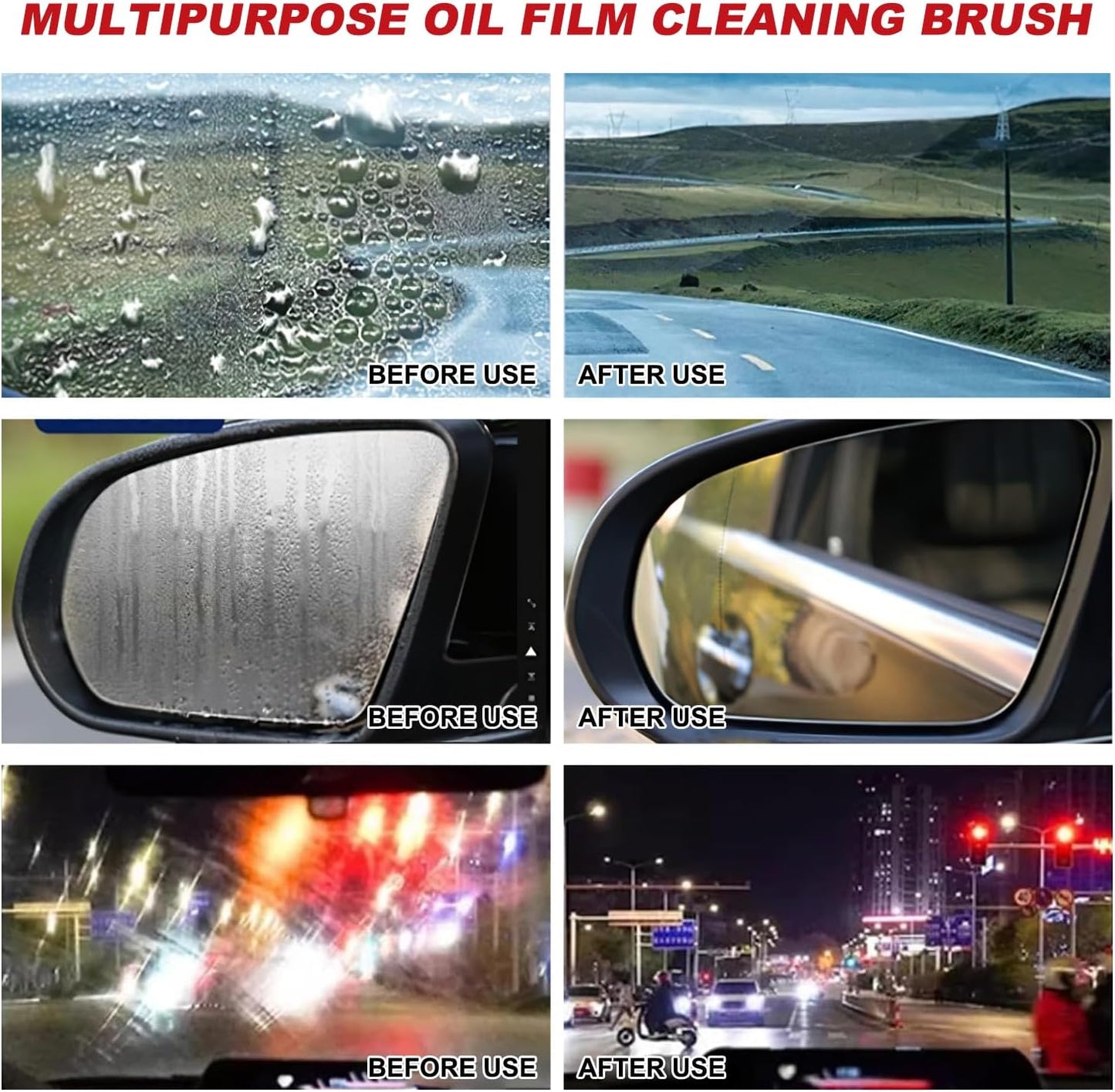 2PCS Car Windshield Oil Film Cleaner Brush, Universal Glass Cleaning Board