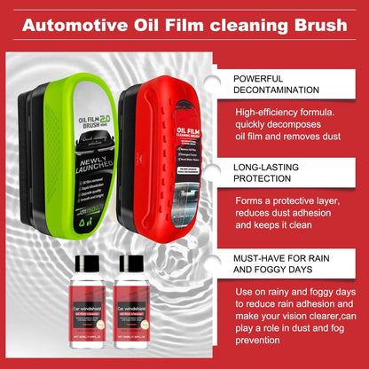2PCS Car Windshield Oil Film Cleaner Brush, Universal Glass Cleaning Board