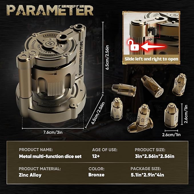 Metal Relief Polyhedral Dice Set of 7