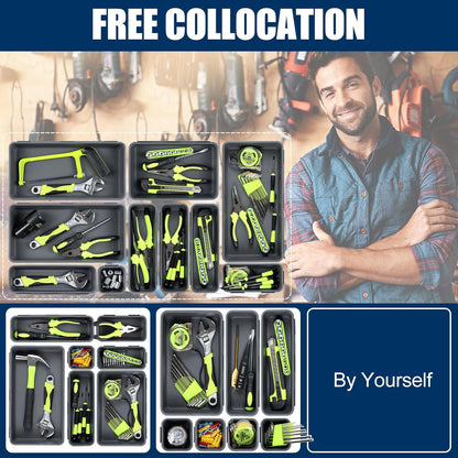 42PCS Large Tool Box Organizer Tray Divider, Drawer Storage for Garage & Desk