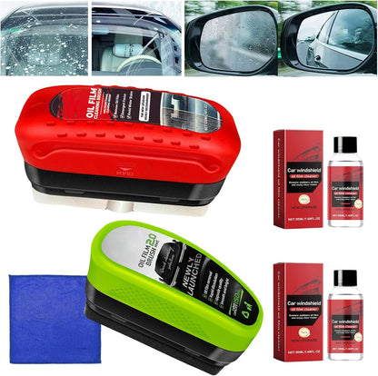 2PCS Car Windshield Oil Film Cleaner Brush, Universal Glass Cleaning Board