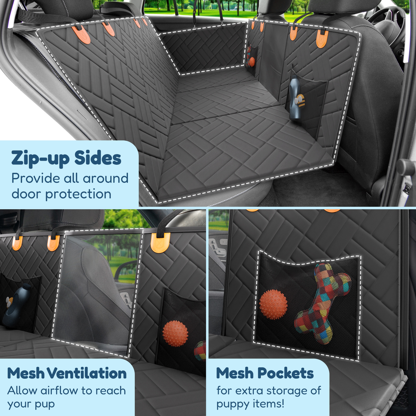 A Hard-Bottom, Waterproof Car Seat Extender Made Just for Dogs