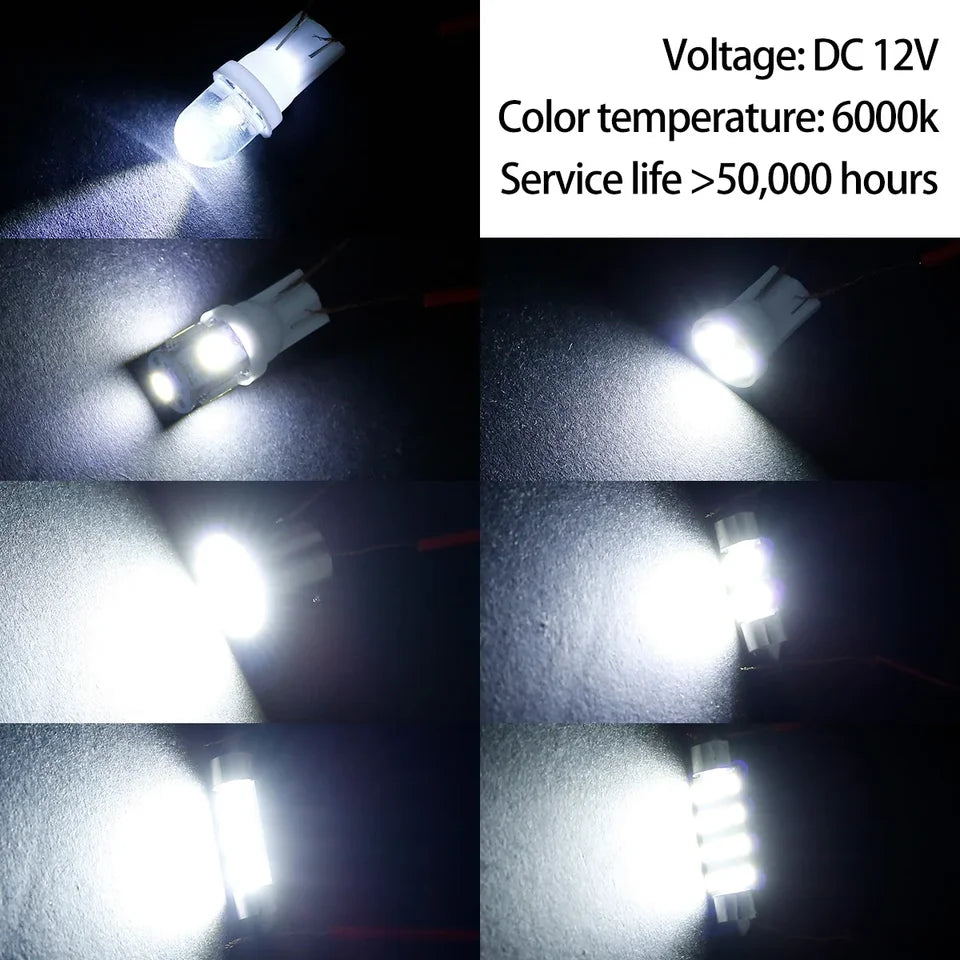 42Pcs LED Car Interior Lights T10 6000K SMD LED Replacement License Plate/Reading Light Bulbs Xenon White Interior Light Bulbs