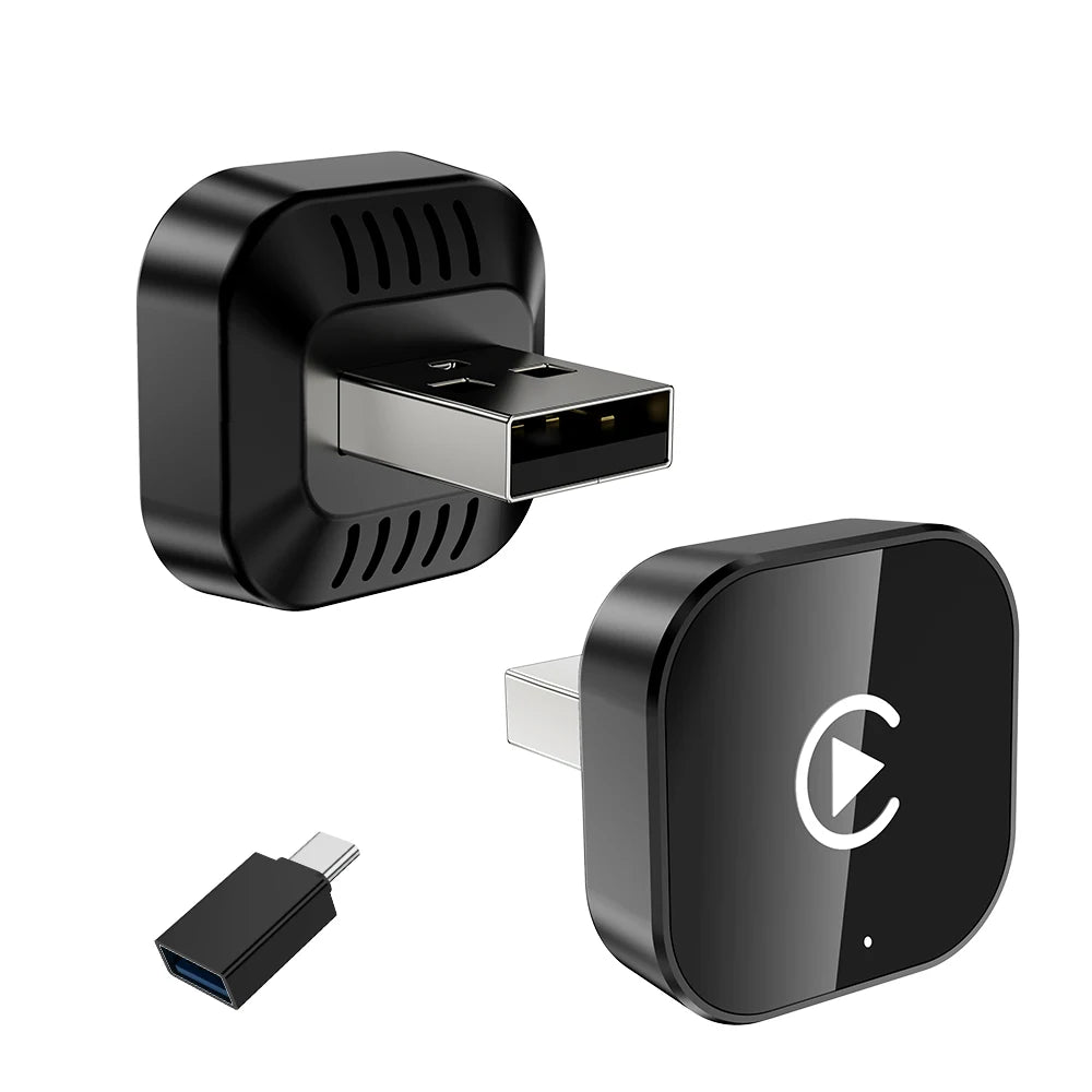 New 2in1 Mini Wireless CarPlay and Android Auto Adapter 5GHz WiFi, Type-C/USB Plug and Play Smart Box for Car Accessories Dongle