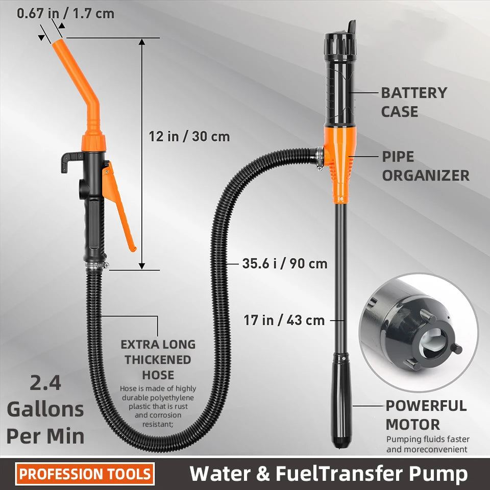 Fast Fuel Transfer in Seconds ⛽⚡ — Portable 12V Electric Siphon Pump for Cars, Trucks & Emergencies-Lightweight & travel-ready