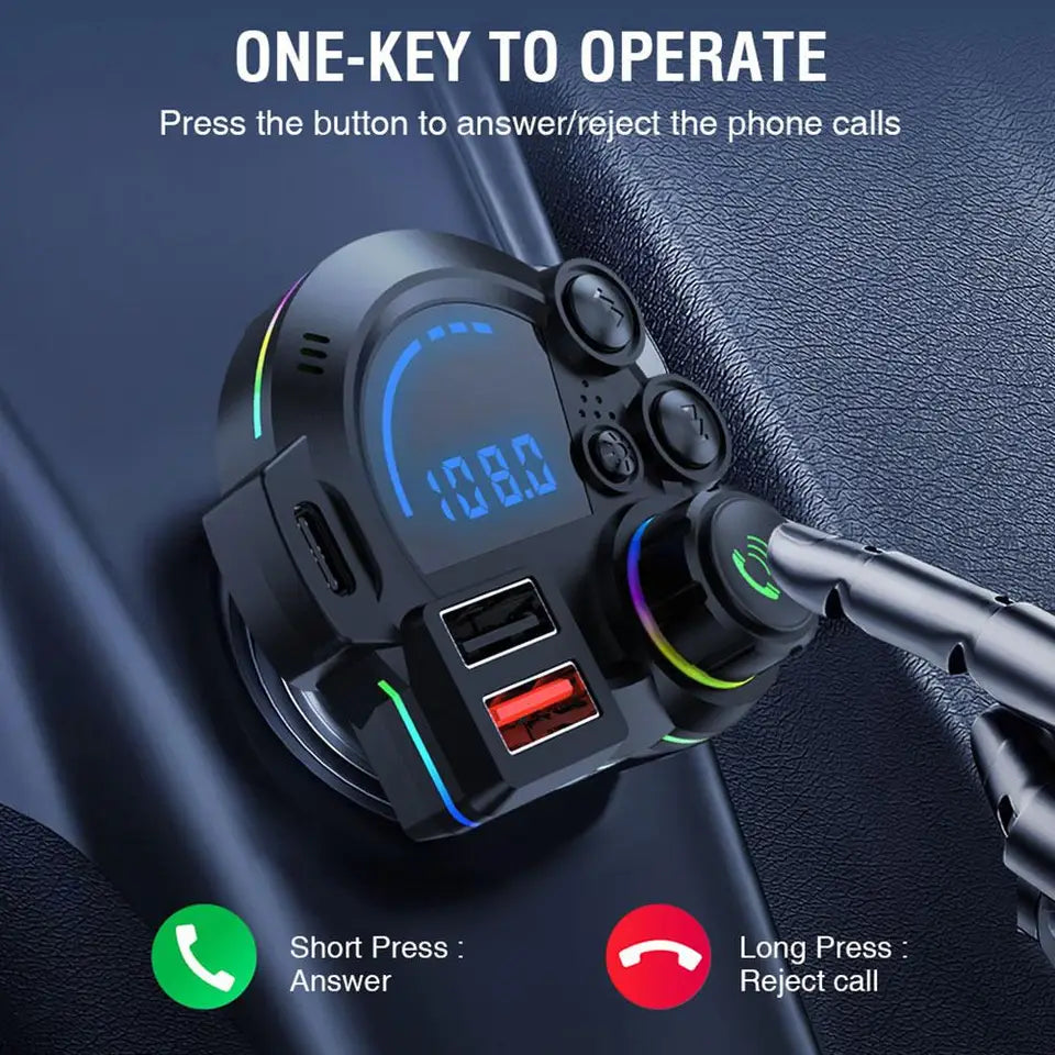 🚗 Smart Car Bluetooth Player & Fast USB Charger – Hands-Free Music Drive