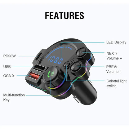 🚗 Smart Car Bluetooth Player & Fast USB Charger – Hands-Free Music Drive