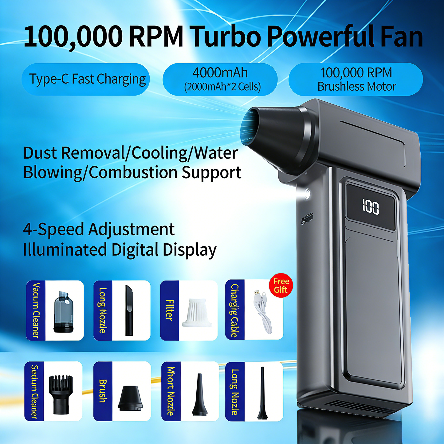 All-in-One Air Blaster Pro – Clear Snow, Dry Pets, Ignite Fires, Blow Debris. Your Ultimate Portable Air Solution.