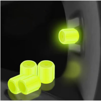 1/4pcs Luminous Valve Caps Car Fluorescent Tire Valves Cap Glow In The Dark Car Motorcycle Bike Wheel Plugs Tyre Hub Cover Decor