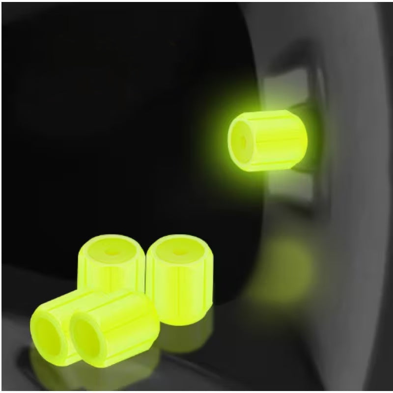 1/4pcs Luminous Valve Caps Car Fluorescent Tire Valves Cap Glow In The Dark Car Motorcycle Bike Wheel Plugs Tyre Hub Cover Decor