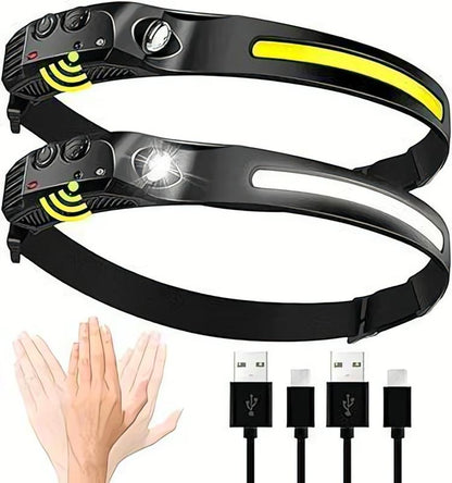 LED Headlamp Rechargeable- 230° COB Super Bright Head Lights