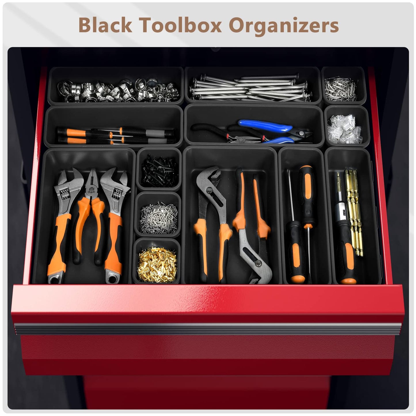 42PCS Large Tool Box Organizer Tray Divider, Drawer Storage for Garage & Desk