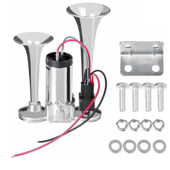 🔊2026 Upgraded Thunder Alert Dual Horn Kit – Ultra Loud 130dB Safety Sound System with Mini Compressor | Quick Install for Cars, Trucks, Boats & Home Security