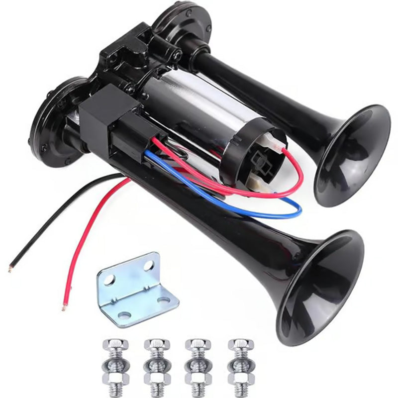 🔊2026 Upgraded Thunder Alert Dual Horn Kit – Ultra Loud 130dB Safety Sound System with Mini Compressor | Quick Install for Cars, Trucks, Boats & Home Security